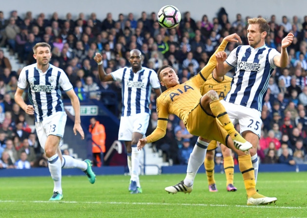 Dele Alli attempts an overhead kick during Tottenham's 1-1 draw at The Hawthorns on Saturday