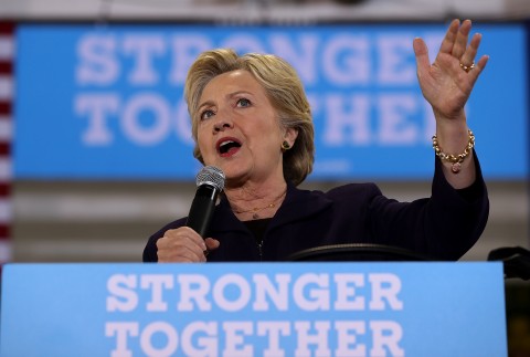 Democratic presidential nominee Hillary Clinton speaks during a campaign rally on Oct. 10 in Detroit