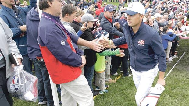 Jordan Spieth during a practice round at Hazeltine