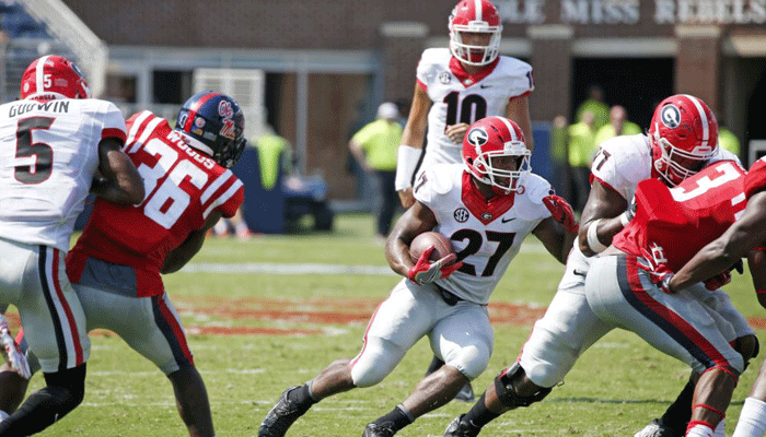 Georgia back Nick Chubb runs against Mississippi on Sept. 24. The Bulldogs will be in trouble against the Vols if he can't make an impact