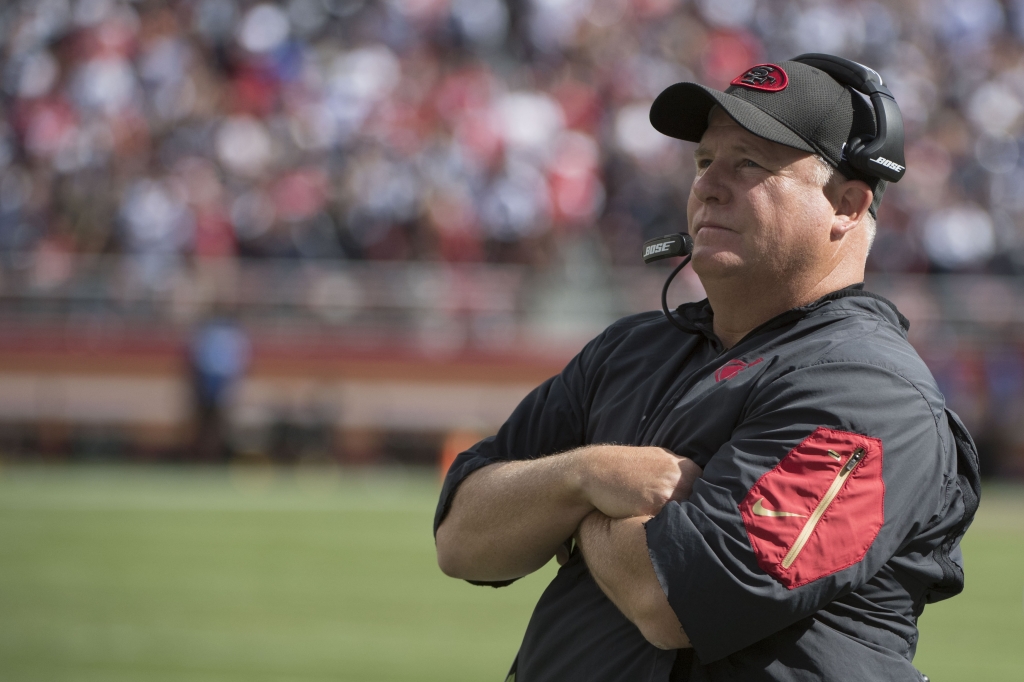 Santa Clara CA USA San Francisco 49ers head coach Chip Kelly watches against the Dallas Cowboys during the second quarter at Levi's Stadium. Mandatory Credit Kyle Terada-USA TODAY Sports