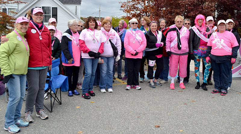 Breast cancer surviviors were recognized before the Making Strides Against Breast Cancer walk in Damariscotta on Sunday Oct. 23. More than 300 people participated in the annual walk which raises money for breast cancer research as well as education and