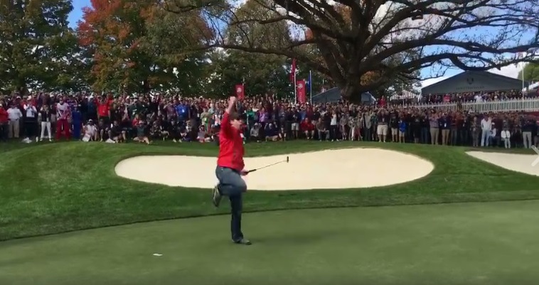 Rory Mc Ilroy shared video of a heckler at Hazeltine National Golf Club sinking a 12-foot putt during Ryder Cup practice rounds