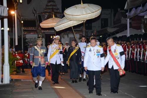 Thai Royal Bureau and taken on October 14 shows Crown Prince Maha Vajiralongkorn and Princess Sirindhorn in the grounds of the Grand Palace after the body of the late Thai King Bhumibol Adulyad