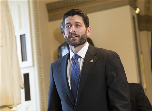 Speaker of the House Paul Ryan R-Wis. strides to the House chamber as the House and Senate rush to send President Barack Obama a massive budget package at the Capitol in Washington Friday Dec. 18 2015. The House on Friday easily passed a $1.14 trill