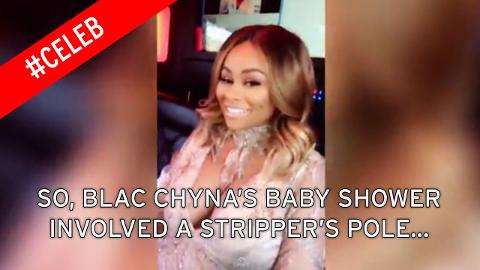 Blac Chyna's baby shower hosted on a party bus complete with STRIPPER POLE