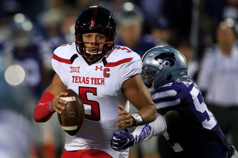 Texas Tech quarterback Patrick Mahomes II during the first half of an NCAA college football game against Kansas State in Manhattan Kan. Saturday Oct. 8 2016