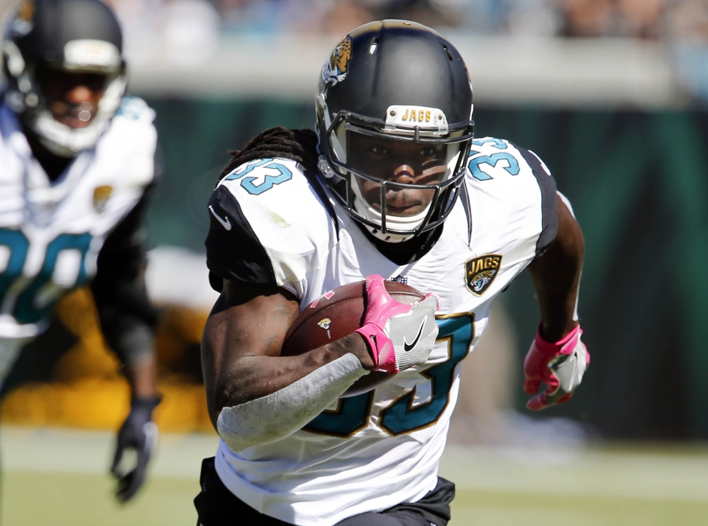 Oct 23 2016 Jacksonville FL USA Jacksonville Jaguars running back Chris Ivory runs for a first down during the second half of a football game against the Oakland Raiders at Ever Bank Field. Mandatory Credit Reinhold Matay-USA TODAY Sports