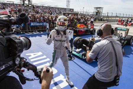 Oct 23 2016 Austin TX USA Mercedes driver Lewis Hamilton of Great Britain waves to the camera after winning the United States Grand Prix at the Circuit of the Americas. Mandatory Credit Jerome Miron-USA TODAY Sports