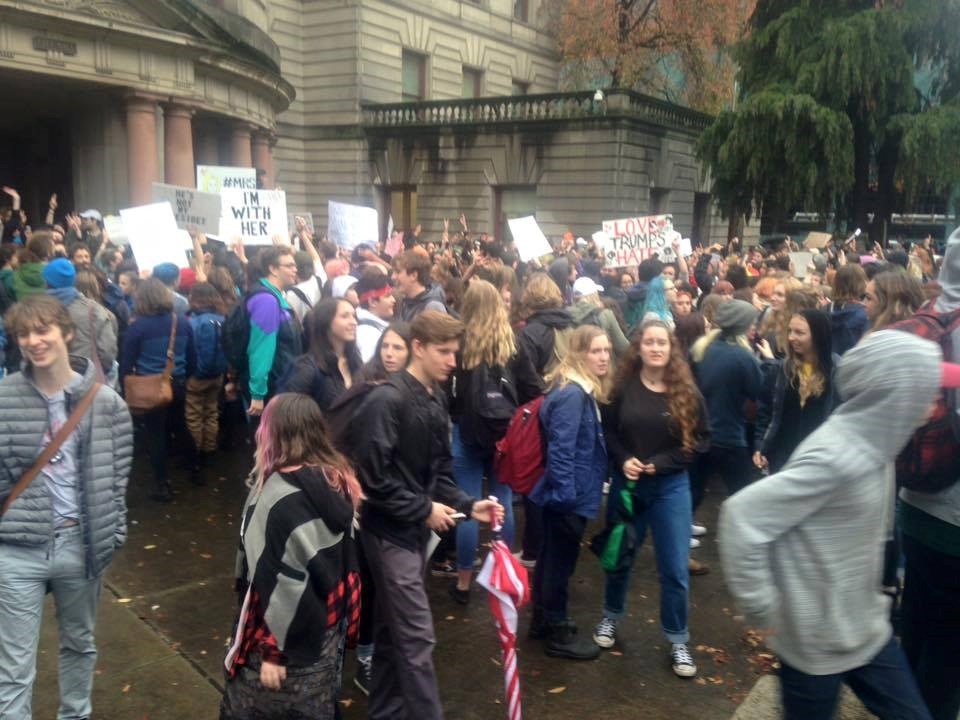 Student protesters at Portland City Hall