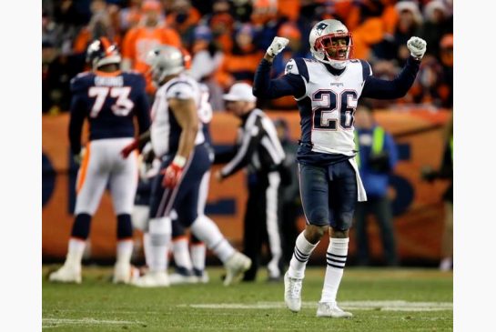 New England Patriots cornerback Logan Ryan celebrates a tackle against the Denver Broncos during the second half of an NFL football game Sunday Dec. 18 2016 in Denver