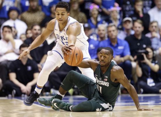 Duke's Frank Jackson and Michigan State's Lourawls Nairn