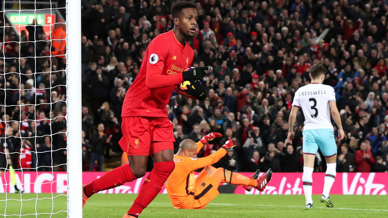 Liverpool's Divock Origi celebrates scoring his side's second goal