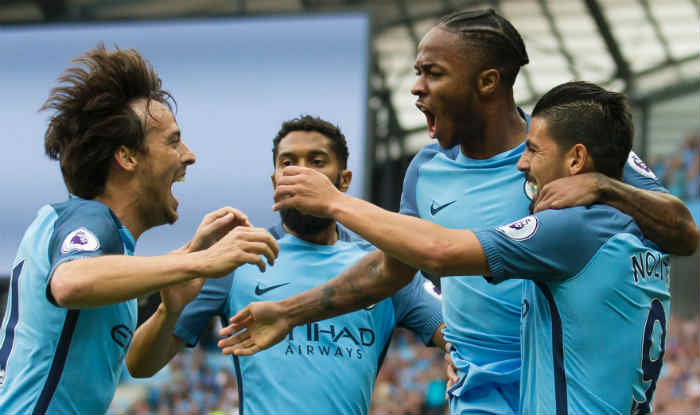 Manchester City player celebrating