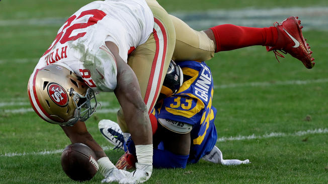 Matt Maiocco49ers Hyde exits with knee injury in fourth quarter vs Rams