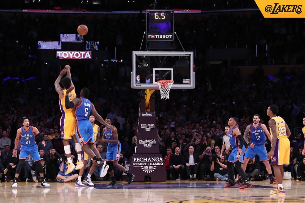 Nick Young scored a game winning 3-pointer in the Lakers win over the Thunder