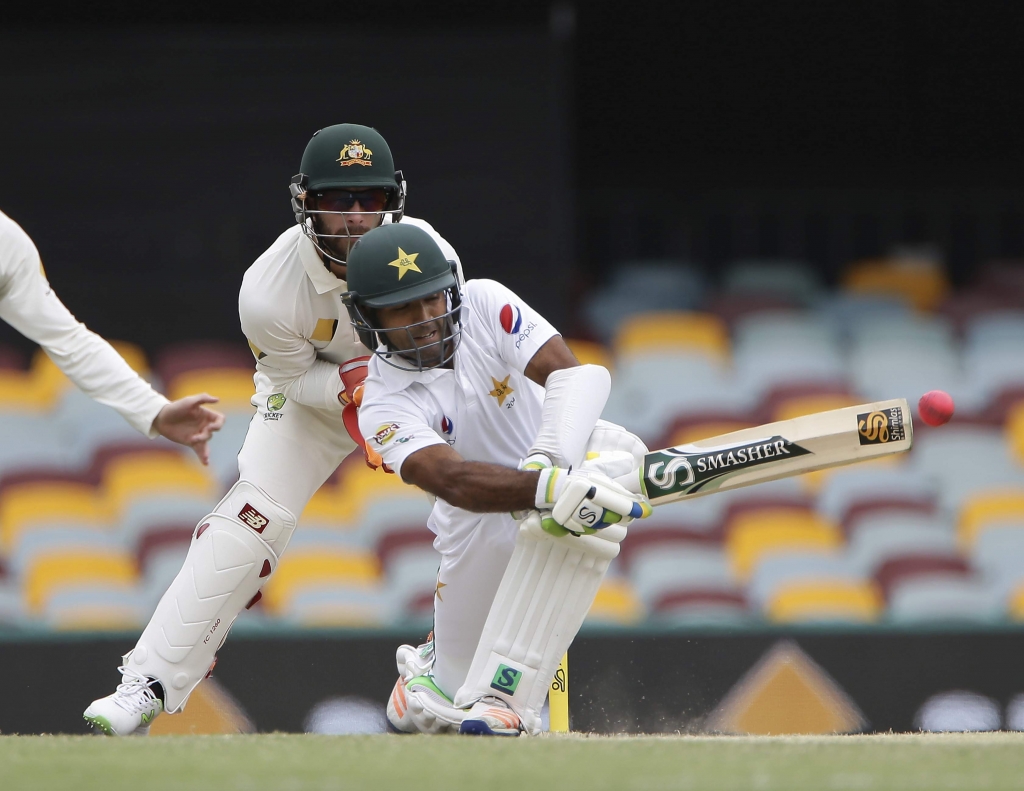 Pakistan's Asad Shafiq plays a shot