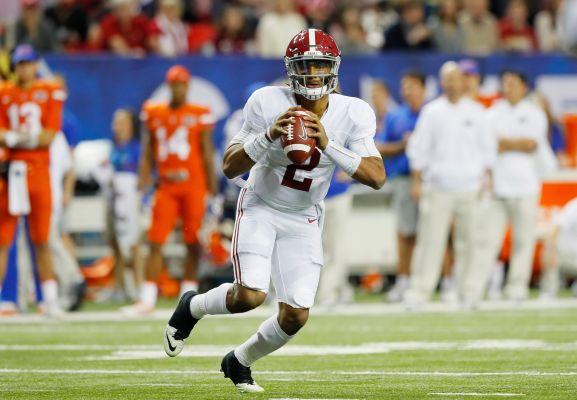 Jalen Hurts of the Alabama Crimson Tide looks