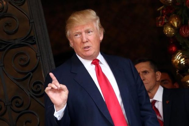 U.S. President-elect Donald Trump talks to members of the media at Mar-a Lago estate in Palm Beach Florida