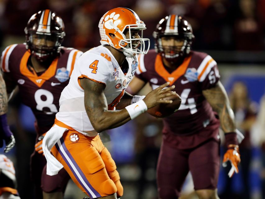 Clemson quarterback Deshaun Watson scores a touchdown during the first half against Virginia Tech on Saturday Dec. 3 2016