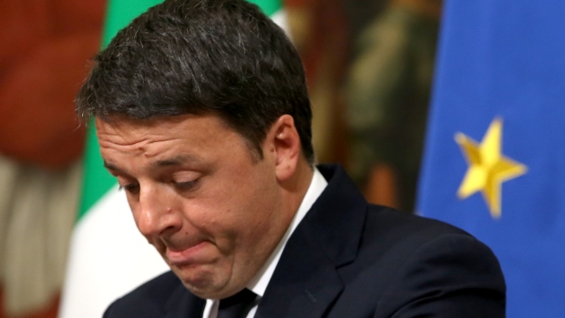 Italian Prime Minister Matteo Renzi speaks after the results of the referendum on constitutional reforms at Palazzo Chigi early Monday in Rome. Renzi called a cabinet meeting for 6:30 p.m. Rome time after which he said he would tender his resignation