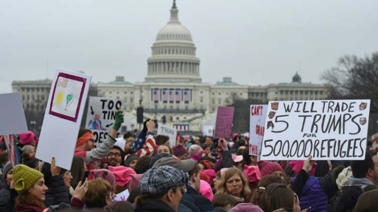 Manifestation anti Trump dans le centre de Washington le 21 janvier 2017