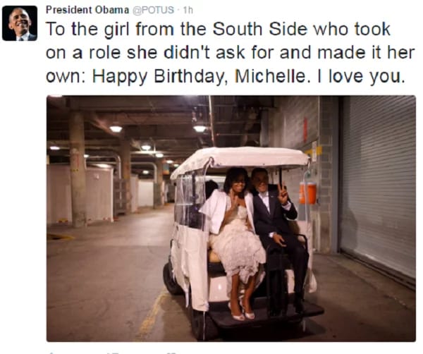 'Happy Birthday Michelle. I love you Barrack Obama wishes Michelle a happy 53rd birthday