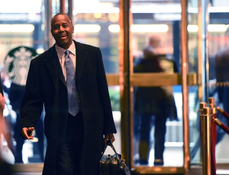 Ben Carson arrives for meetings with President-elect Donald Trump on Dec. 12 2016 in New York