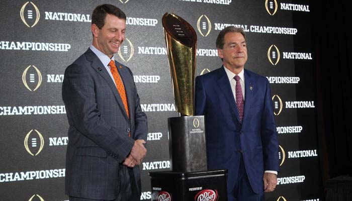 Clemson's Dabo Swinney left and Alabama's Nick Saban right have admired each other's ability to craft their teams in perennial title contenders