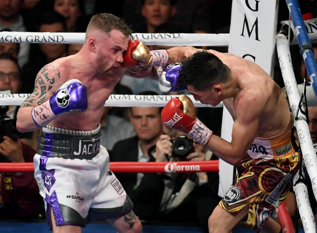 Frampton and Santa Cruz went toe-to-toe on the ropes at times in a cracking fight