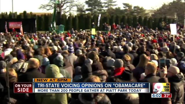 More than 200 gathered at Piatt Park to rally against cutting the Affordable Care Act without a replacement