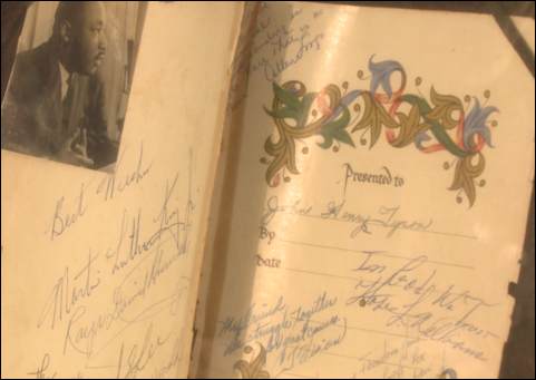 Mrs. Cora Tyson's family bible signed by Dr. Martin Luther King Jr