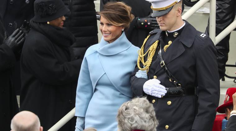 President Donald Trump's wife Melania Trump arrives during the 58th Presidential Inauguration at the US Capitol in Washington