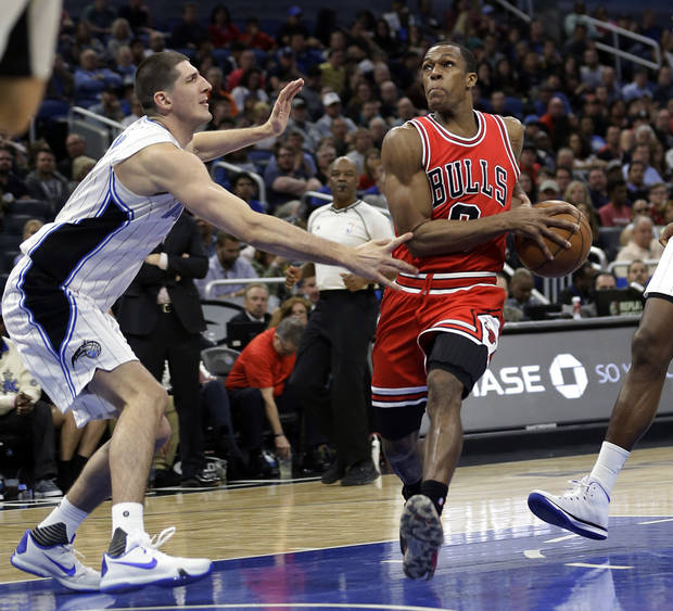 Rajon Rondo drives against Orlando's Damjan Rudez in a game this week