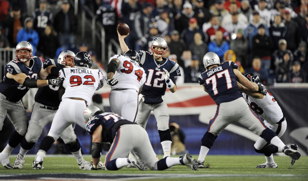 Jan 13 2013 Foxboro MA USA New England Patriots quarterback Tom Brady throws a pass against the Houston Texans during the third quarter of the AFC divisional round playoff game at Gillette Stadium. Mandatory Credit Robert Deutsch-USA TODAY Spo