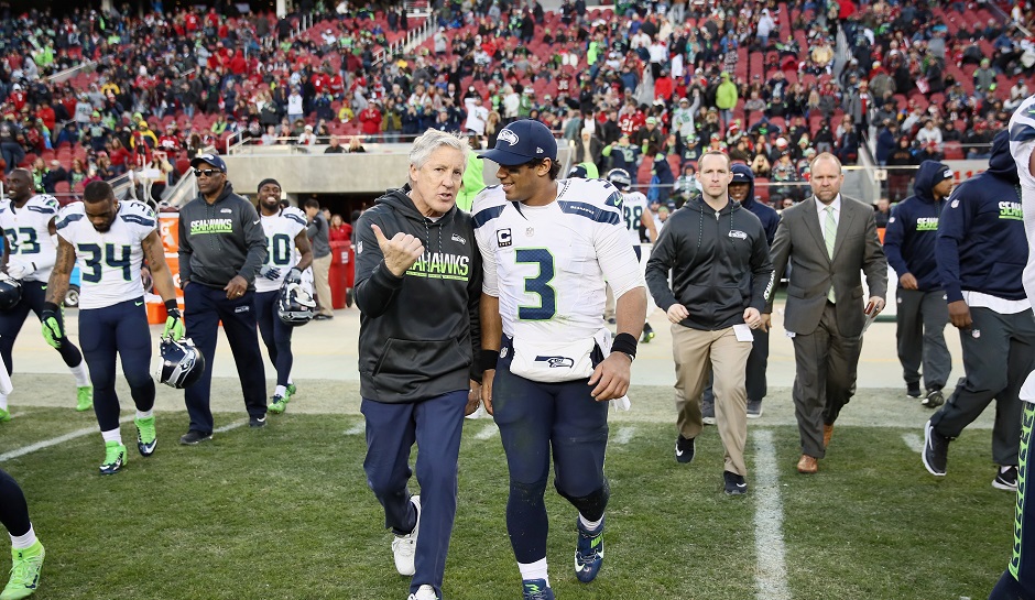 Seattle Seahawks QB Russell Wilson And Head Coach Pete Carroll