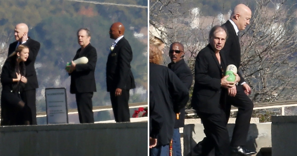 Todd Fisher leads the family and friends into the funeral at Forest Lawn Drive for Carrie Fisher and Debbie Reynolds