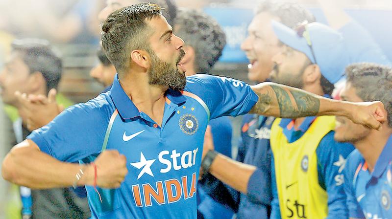 Virat Kohli celebrates India’s incredible chase against England