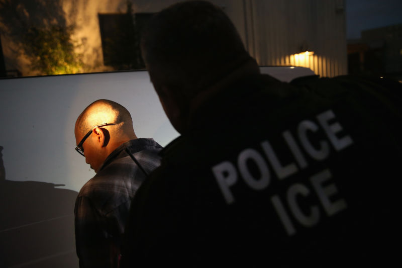 A man is detained by Immigration and Customs Enforcement, agents early