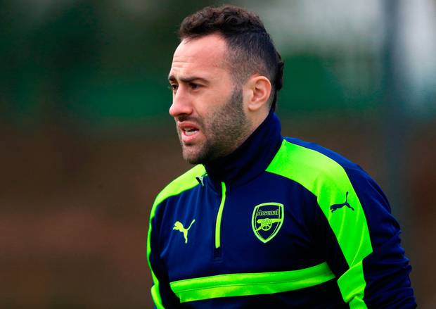 Arsenal goalkeeper David Ospina training at London Colney ahead of tonight’s game in Munich