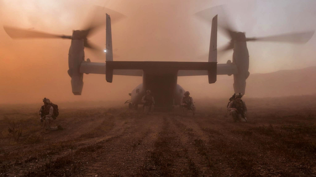 Marines landing MV-22 Osprey