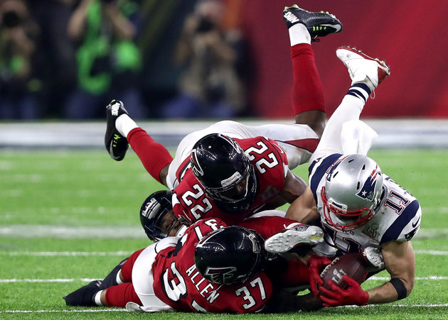 Elsa via Getty Images
Julian Edelman kept the New England Patriots Super Bowl hopes alive on Sunday