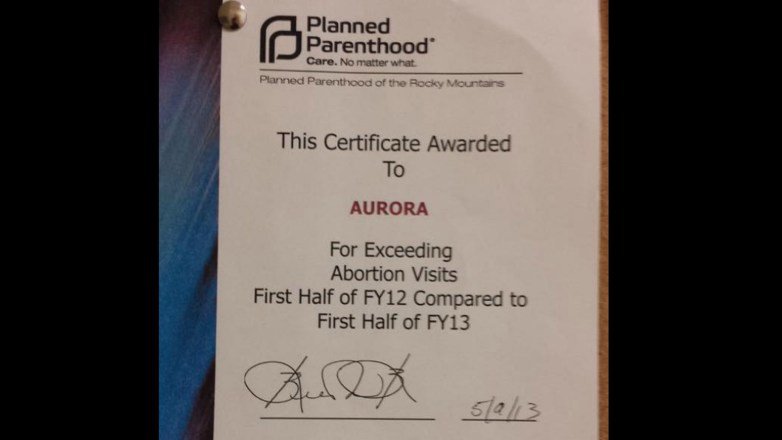 Planned Parenthood Certificate