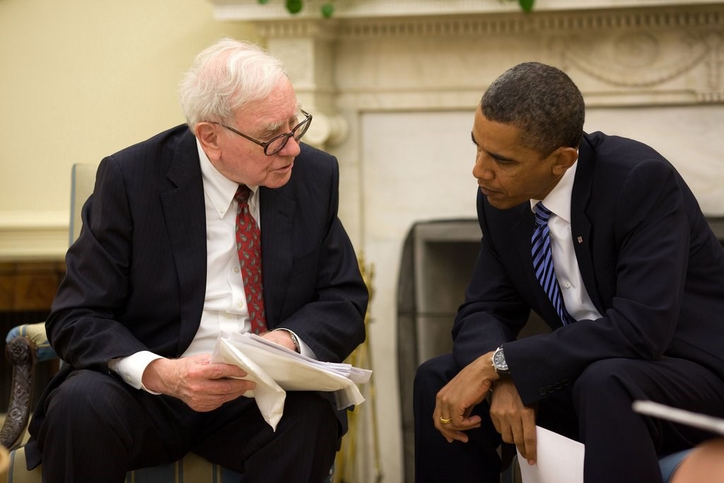 President Barack Obama meets with Warren Buffett in the Oval Office