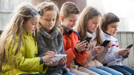 Children using phones