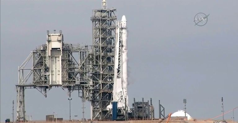 The SpaceX Falcon 9 rocket on the launchpad 39A at Cape Canaveral in Florida