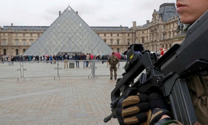 The soldier was patrolling as part of the Operation Sentenelle foot-patrols around the Louvre