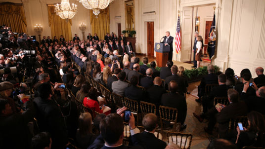 U.S. President Donald Trump announces his nomination of Neil Gorsuch to be an associate justice of the U.S. Supreme Court as Gorsuch stands with his wife Marie Louise at the White House in Washington D.C