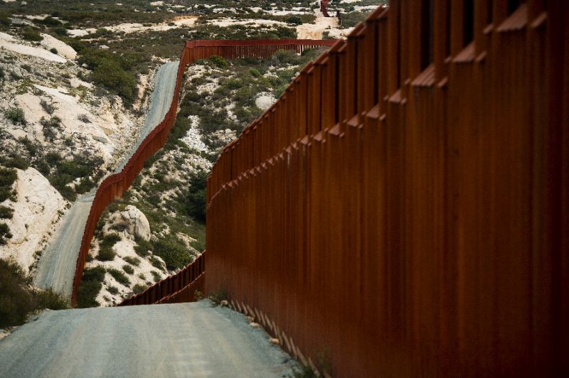 A section of the border fence on the US  Mexico border in Tecate California