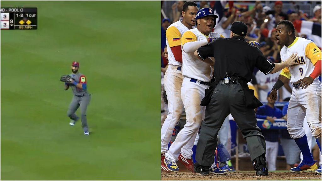 Jose Bautista’s game-saving throw made Colombian players go ballistic at the umpire